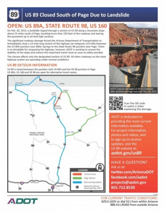 Highway 89 Detour to Page Lake Powell